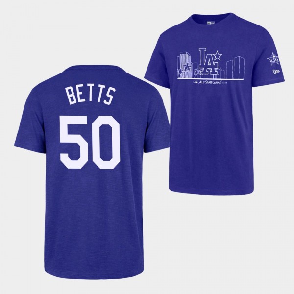 2022 MLB All-Star Game Los Angeles Dodgers Royal #50 Mookie Betts Skyline T-Shirt