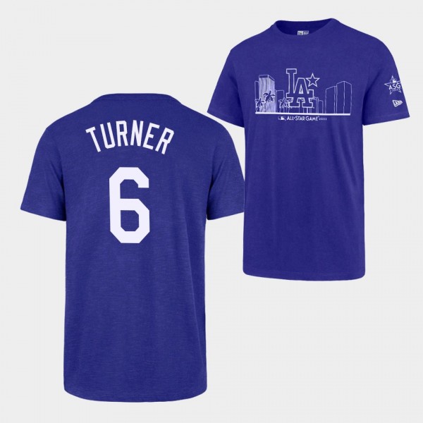 2022 MLB All-Star Game Los Angeles Dodgers Royal #6 Trea Turner Skyline T-Shirt