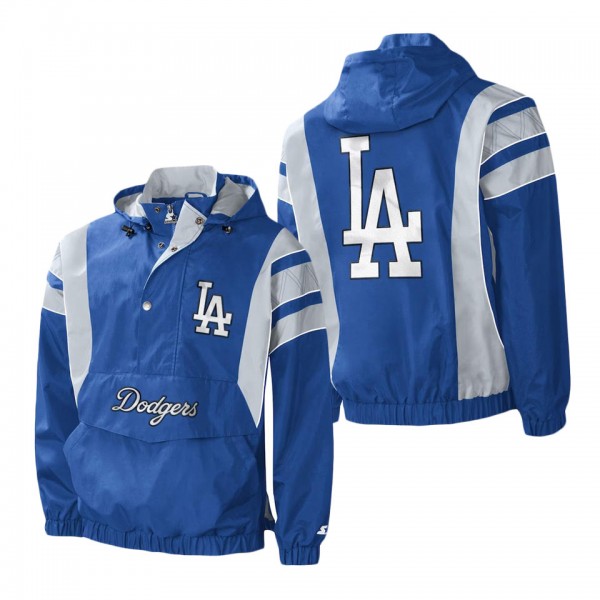 Men's Los Angeles Dodgers Starter Royal Impact Hoodie Half-Zip Jacket