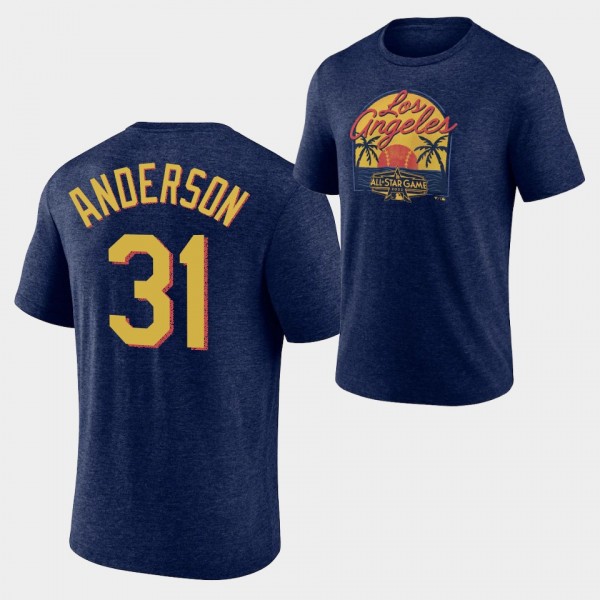 2022 MLB All-Star Game Los Angeles Dodgers Navy #31 Tyler Anderson Vintage Sunset T-Shirt