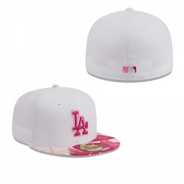Men's Los Angeles Dodgers White Pink Flamingo 59FIFTY Fitted Hat
