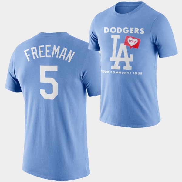 Love LA 2022 Community Tour Los Angeles Dodgers #5 Blue Freddie Freeman T-Shirt