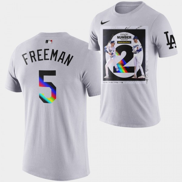 Freddie Freeman #5 Magic Number Los Angeles Dodgers T-Shirt - Gray