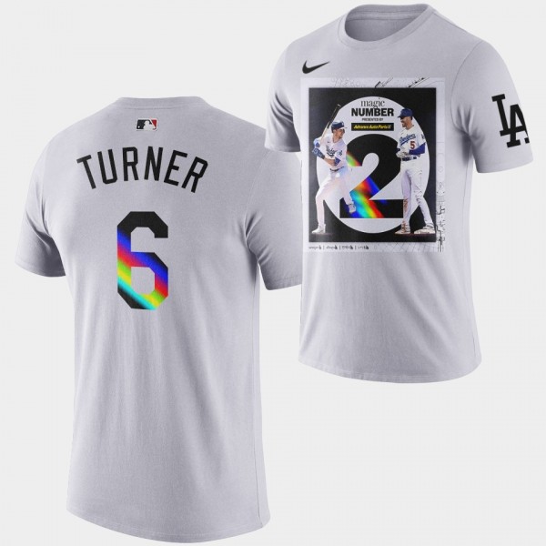 Trea Turner #6 Magic Number Los Angeles Dodgers T-...