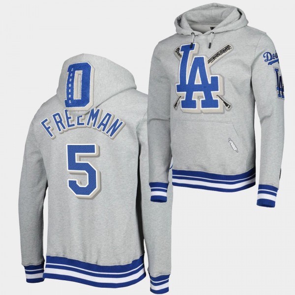 Freddie Freeman #5 Los Angeles Dodgers Gray Mash Up Hoodie Pullover
