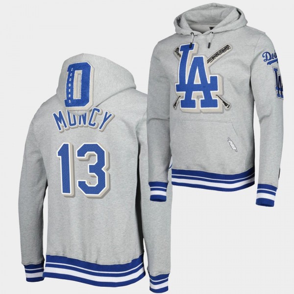 Max Muncy #13 Los Angeles Dodgers Gray Mash Up Hoodie Pullover