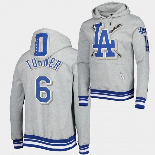 Trea Turner #6 Los Angeles Dodgers Gray Mash Up Hoodie Pullover
