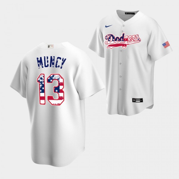 #13 Max Muncy 2022 4th of July Los Angeles Dodgers Independence Day White Replica Jersey