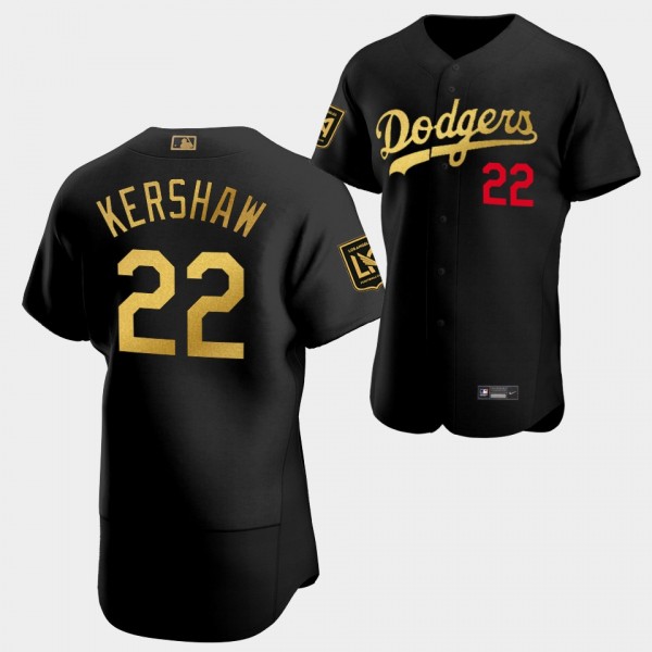 Los Angeles Dodgers LAFC Night Black Clayton Kershaw Authentic Jersey