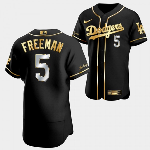 Los Angeles Dodgers Authentic Freddie Freeman Golden Edition Black Jersey