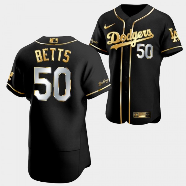 Los Angeles Dodgers Authentic Mookie Betts Golden Edition Black Jersey