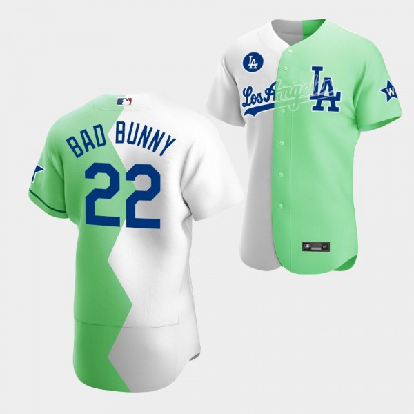 Dodgers Men's Bad Bunny White Green Authentic Spli...