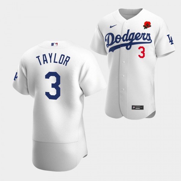 #3 Chris Taylor Los Angeles Dodgers Poppy Patch Memorial Day 2022 Authentic Jersey - White