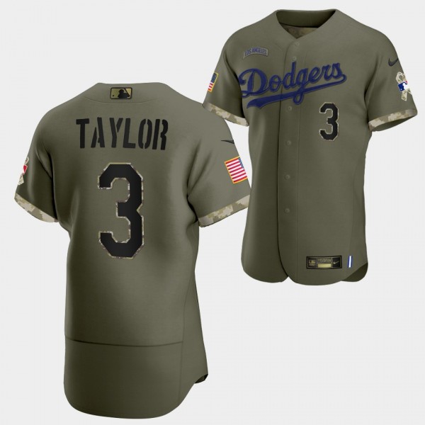 #3 Chris Taylor Los Angeles Dodgers Limited Salute To Service 2022 Authentic Jersey - Olive