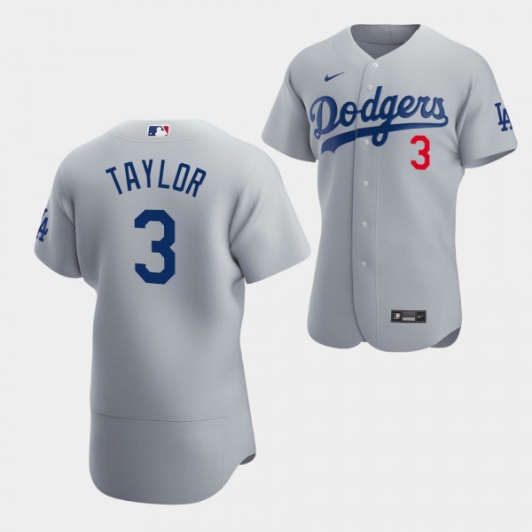 #3 Chris Taylor Los Angeles Dodgers Alternate Jersey Gray