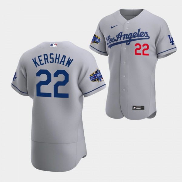 #22 Clayton Kershaw Los Angeles Dodgers Authentic Jersey Gray Road