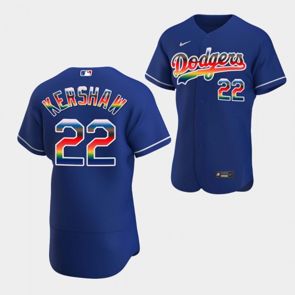 Clayton Kershaw Los Angeles Dodgers On-Field 2022 Pride Month Edition Jersey Royal