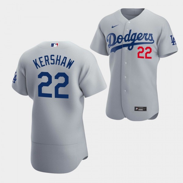 #22 Clayton Kershaw Los Angeles Dodgers Alternate Jersey Gray