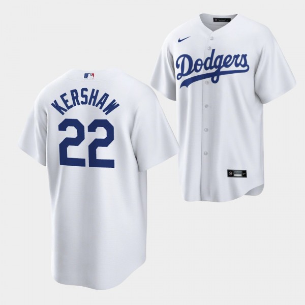 #22 Clayton Kershaw Los Angeles Dodgers Replica White Jersey Home Player