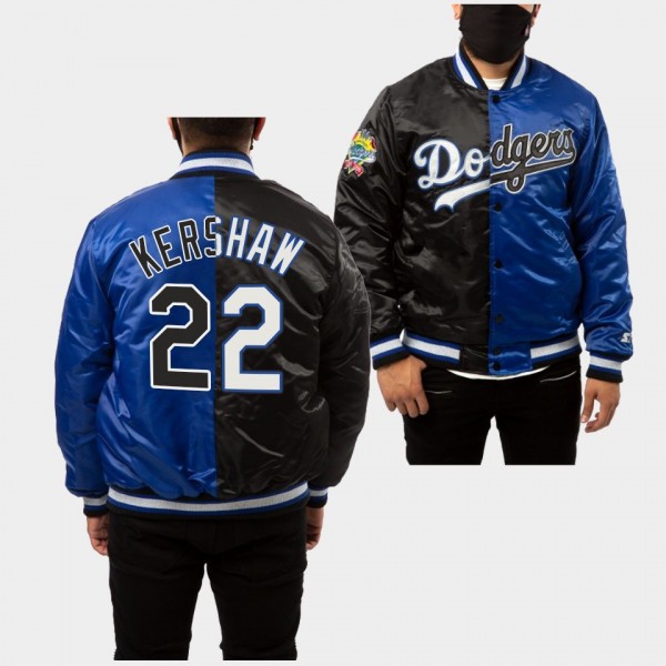 Men's Clayton Kershaw Los Angeles Dodgers Split 100th Anniversary Royal Black Jacket