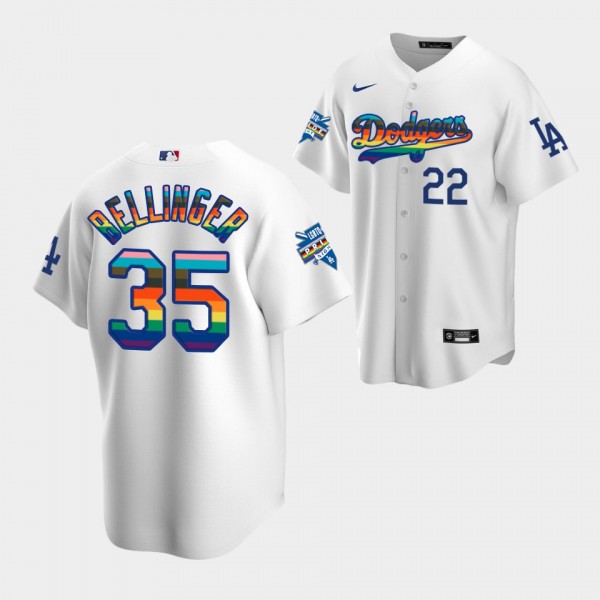 Men's Los Angeles Dodgers Cody Bellinger #35 LGBTQ 2022 Pride Night White Replica Jersey