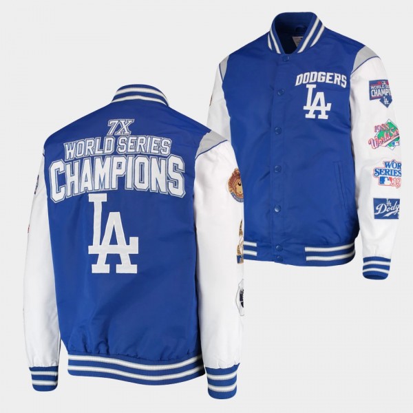 Men's Los Angeles Dodgers Commemorative 7X World Champions Full-Snap Royal Gray Jacket