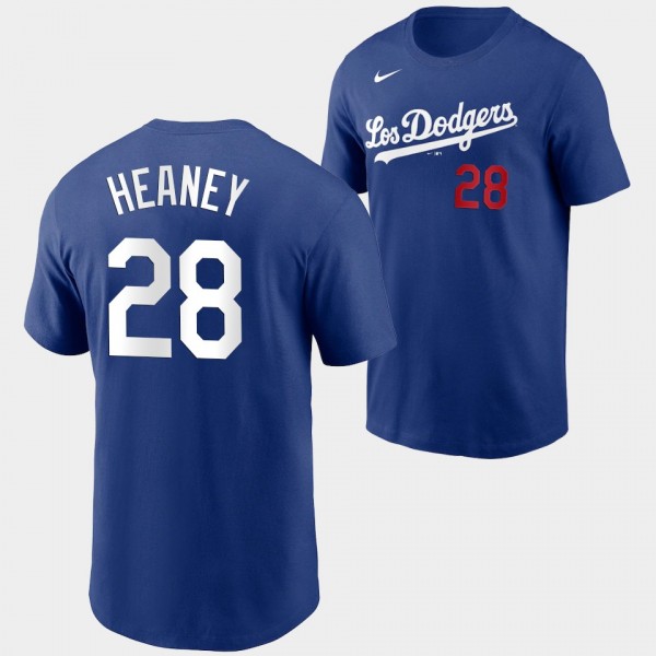 Men's Andrew Heaney Los Angeles Dodgers 2021 City Connect Name & Number Royal T-Shirt
