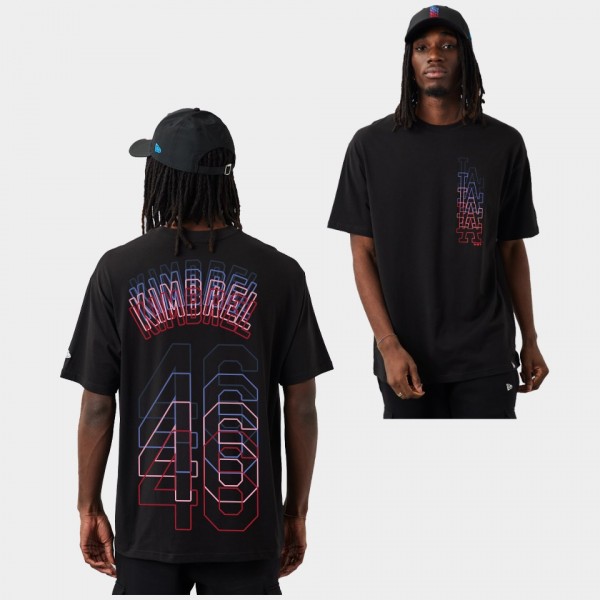 Men's Dodgers #46 Craig Kimbrel Black Stack Logo Oversized T-Shirt
