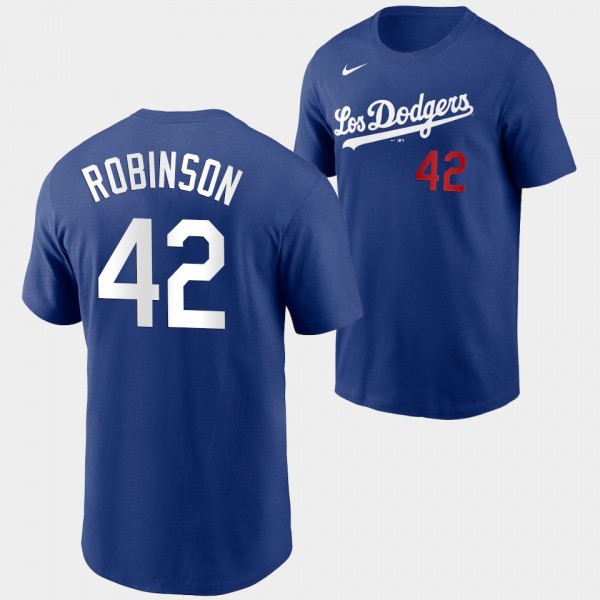 Men's Jackie Robinson Los Angeles Dodgers 2021 City Connect Name & Number Royal T-Shirt