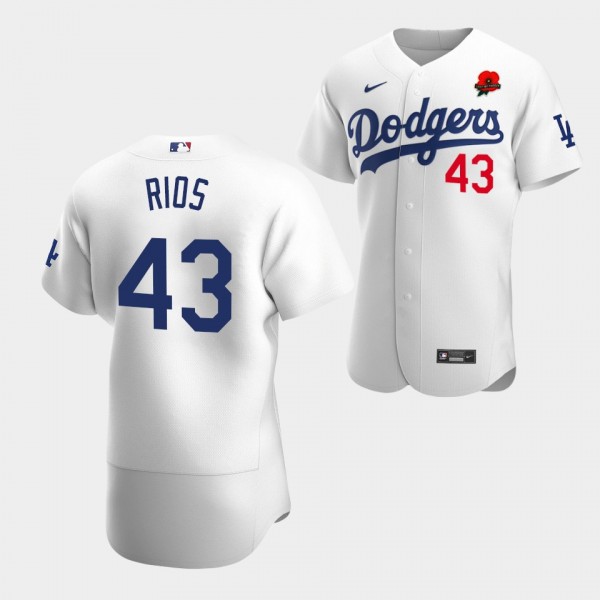 #43 Edwin Rios Los Angeles Dodgers Poppy Patch Memorial Day 2022 Authentic Jersey - White