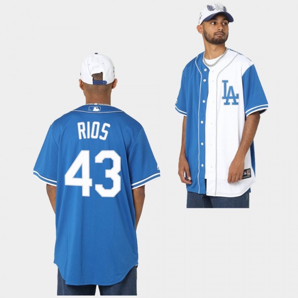 Los Angeles Dodgers Duo Colour #43 Edwin Rios White Blue Jersey Replica