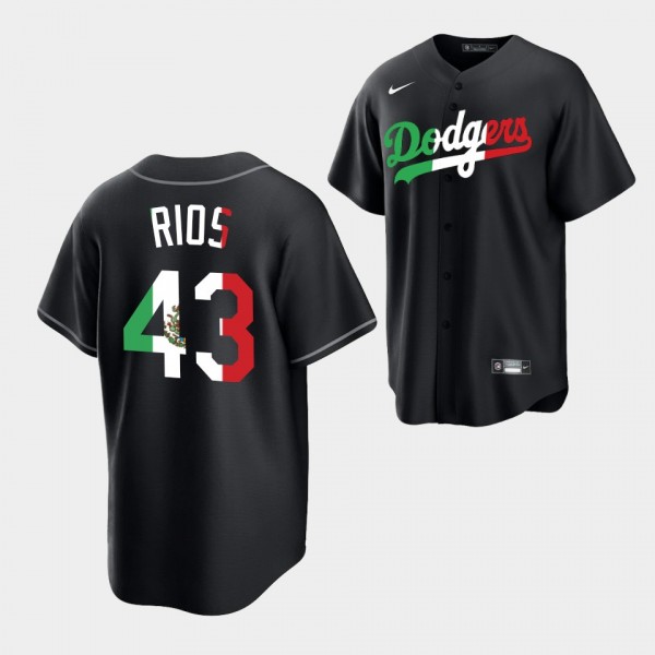 #43 Edwin Rios Los Angeles Dodgers Mexican Heritage Night Black Jersey Replica