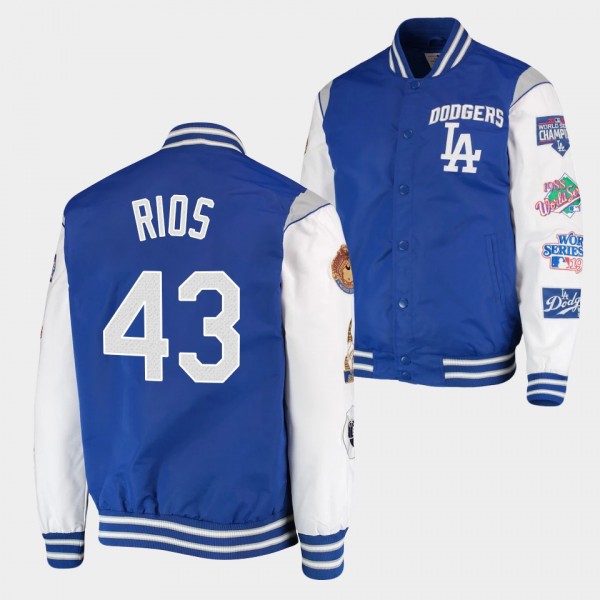 Men's Edwin Rios Los Angeles Dodgers Commemorative 7X World Champions Full-Snap Royal Gray Jacket
