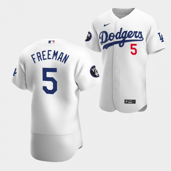 #5 Freddie Freeman Los Angeles Dodgers Authentic Patch Honor Vin Scully 2022 Home Jersey - White
