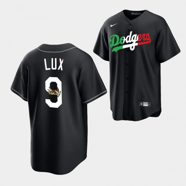 #9 Gavin Lux Los Angeles Dodgers Mexican Heritage Night Black Jersey Replica