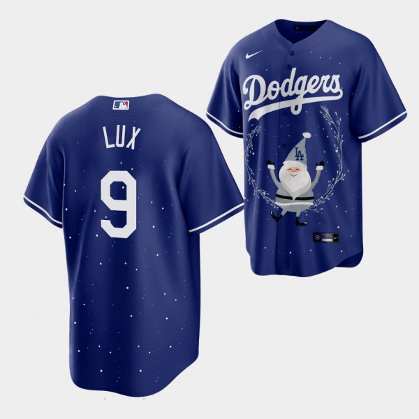 Men's Royal Los Angeles Dodgers #9 Gavin Lux Jersey 2022 Christmas Day
