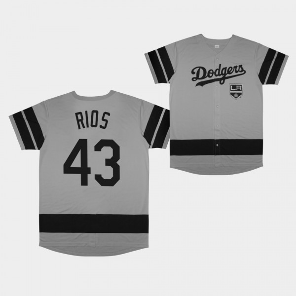 Los Angeles Dodgers Gray Replica 2022 LA Kings Night #43 Edwin Rios Jersey Men's