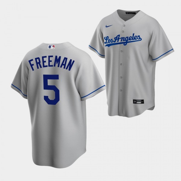 #5 Freddie Freeman Los Angeles Dodgers 2020 Replica Gray Jersey Road