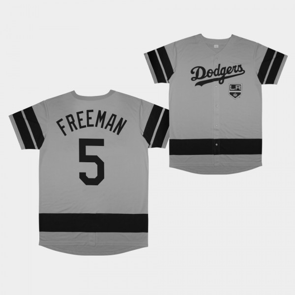 Los Angeles Dodgers Gray Replica 2022 LA Kings Night #5 Freddie Freeman Jersey Men's