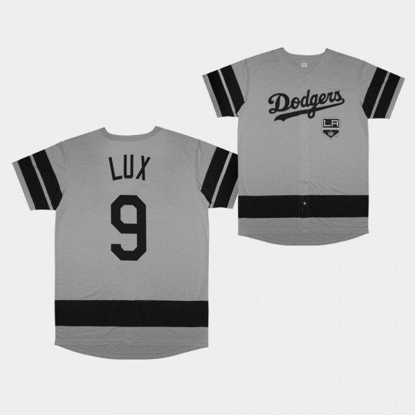 Los Angeles Dodgers Gray Replica 2022 LA Kings Night #9 Gavin Lux Jersey Men's