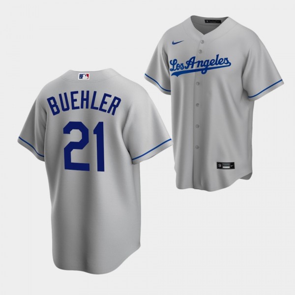 #21 Walker Buehler Los Angeles Dodgers 2020 Replica Gray Jersey Road