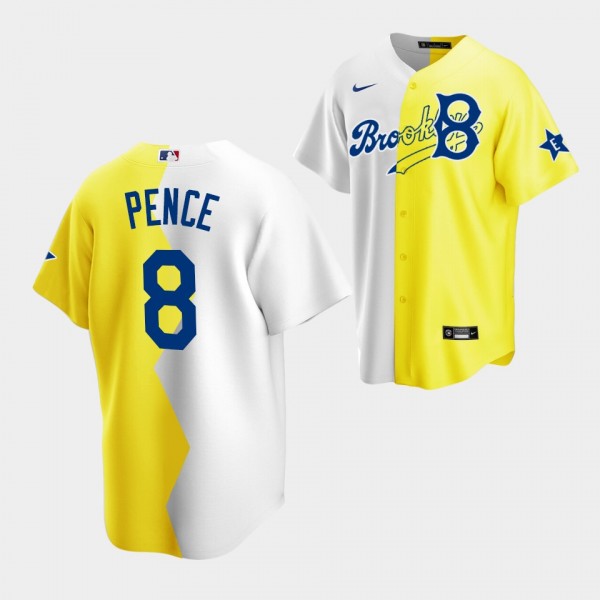 Brooklyn Dodgers 2022 MLB All-Star Celebrity Softball Game #8 Hunter Pence Gray Yellow Jersey Split