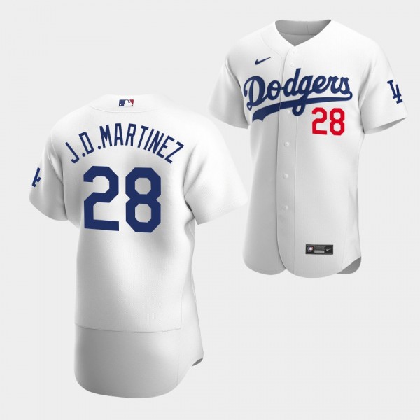 Men's #28 J.D. Martinez Los Angeles Dodgers White ...