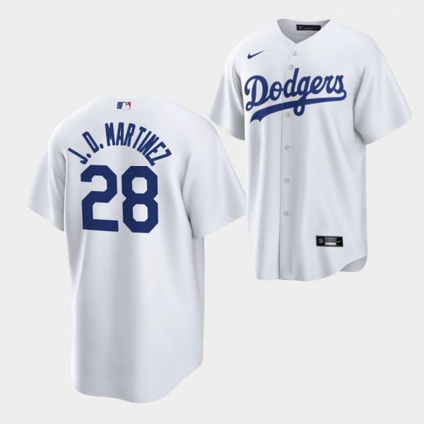 Men's #28 J.D. Martinez Los Angeles Dodgers White Replica Home Jersey