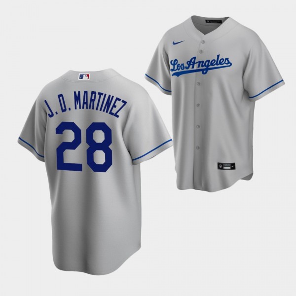 Men's #28 J.D. Martinez Los Angeles Dodgers Gray Replica Road Jersey
