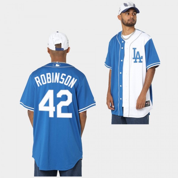 Los Angeles Dodgers Duo Colour #42 Jackie Robinson White Blue Jersey Replica