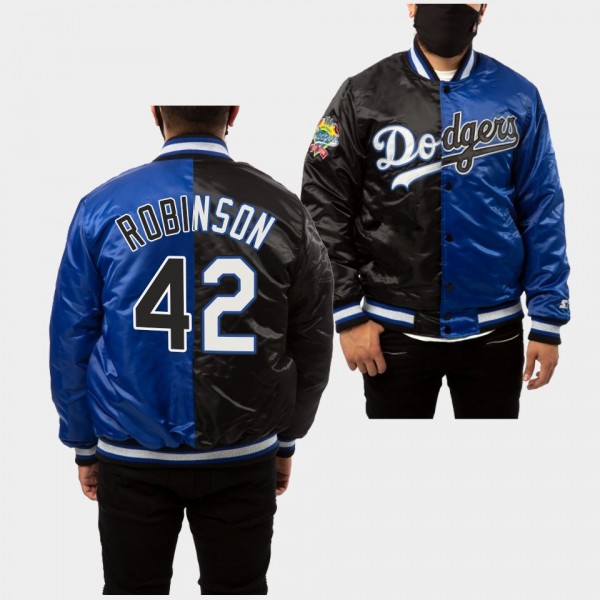 Men's Jackie Robinson Los Angeles Dodgers Split 100th Anniversary Royal Black Jacket