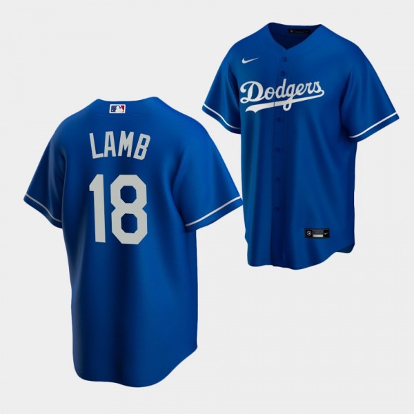 Los Angeles Dodgers #18 Jake Lamb Royal Replica Je...