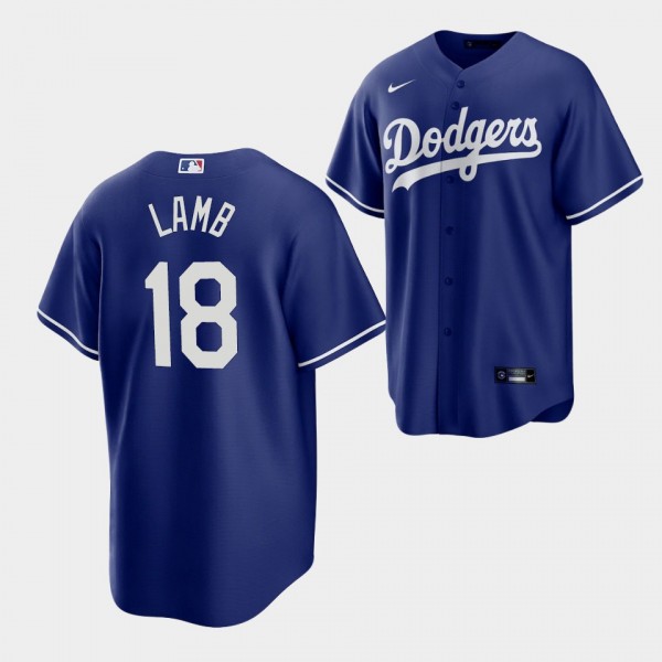 Los Angeles Dodgers Replica #18 Jake Lamb Royal Je...