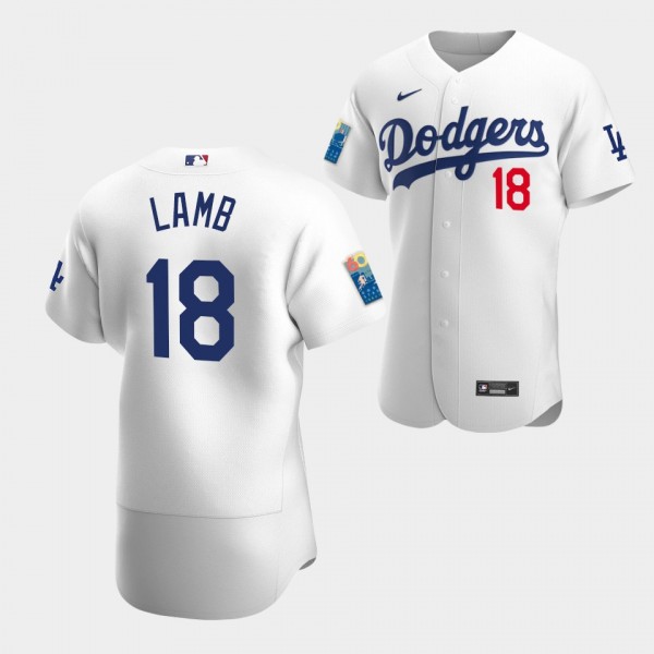 #18 Jake Lamb Los Angeles Dodgers Authentic Dodger Stadium 60th Anniversary 2022 Jersey - White